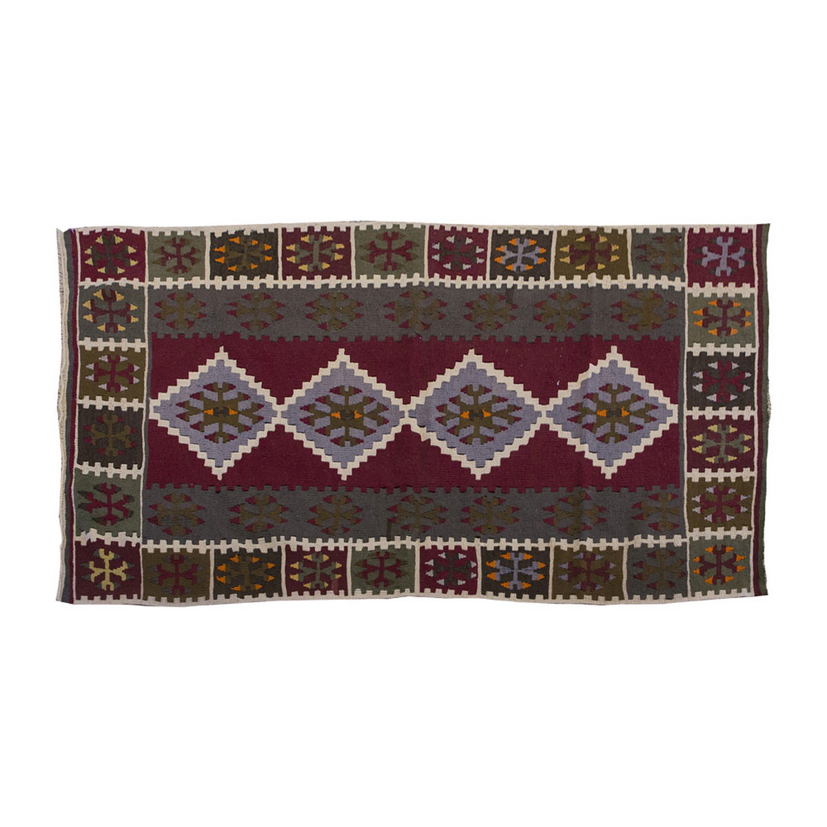 Vintage Kilim Rug,Kayseri Kilim 3'8" x 5'8" feet 112 x 172 cm