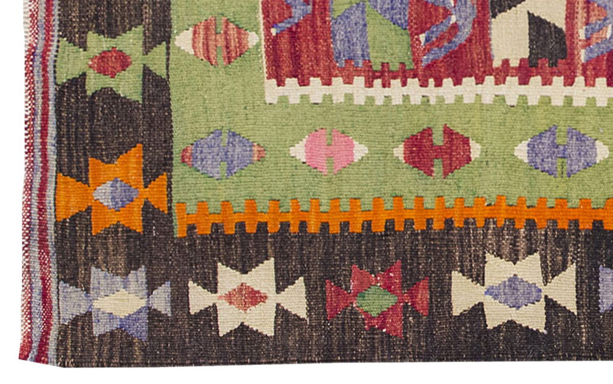 Vintage Kilim Rug,Denizli Kilim 2'9" x 4'7" feet 85 x 140 cm