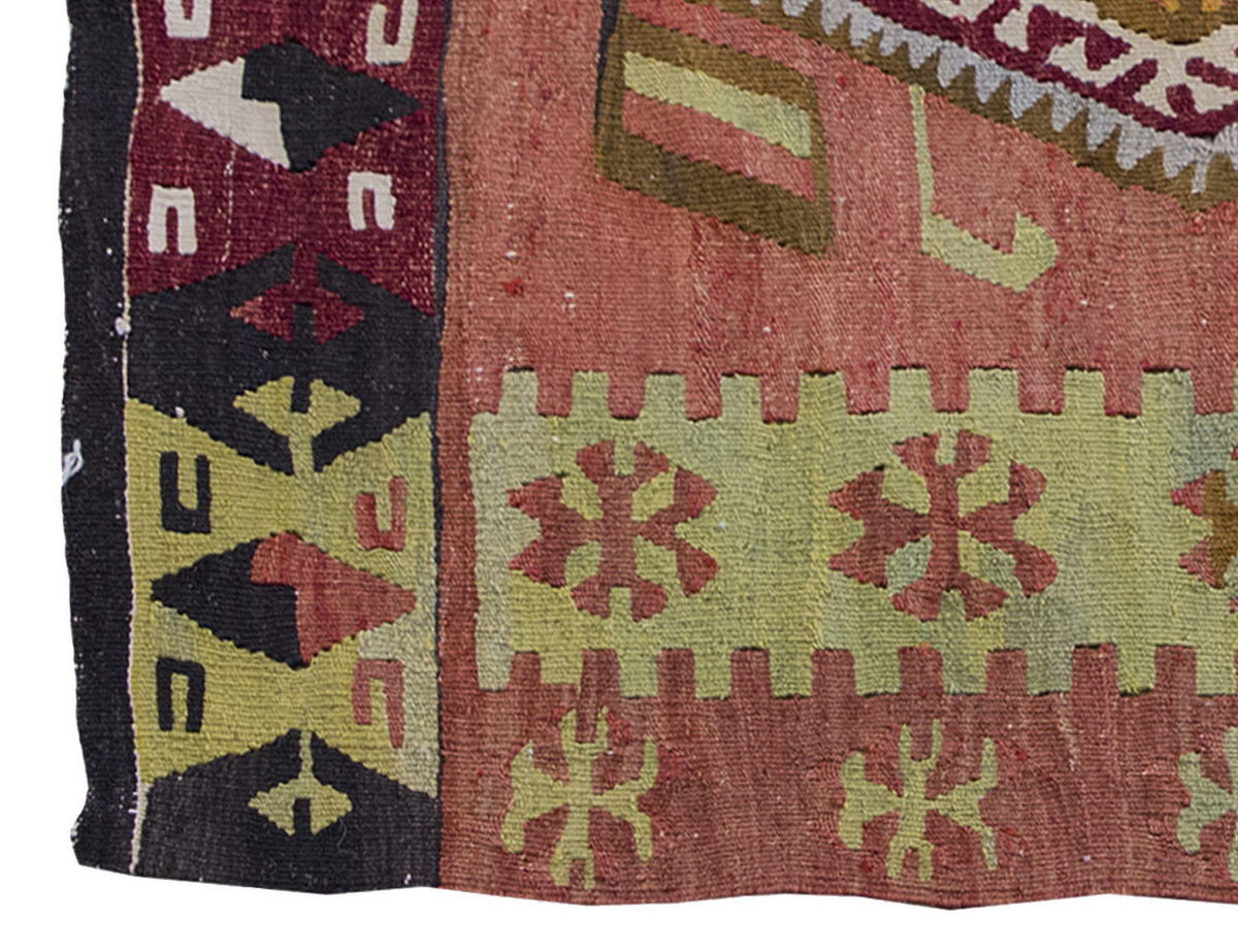 Vintage Kilim Rug,Kırşehir Kilim 3" x 4" feet 86 x 124 cm