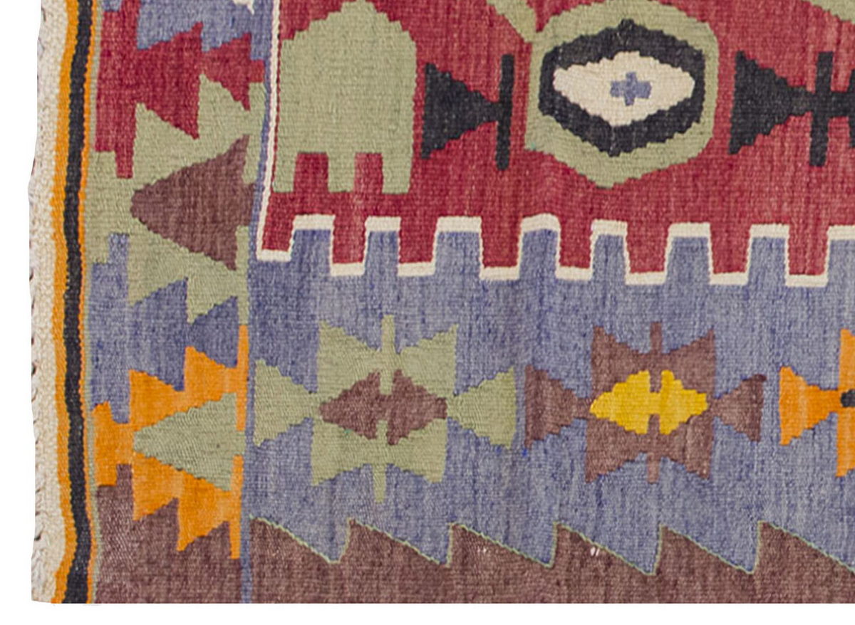 Vintage Kilim Rug,Denizli Kilim 3" x 4'7" feet 89 x 140 cm