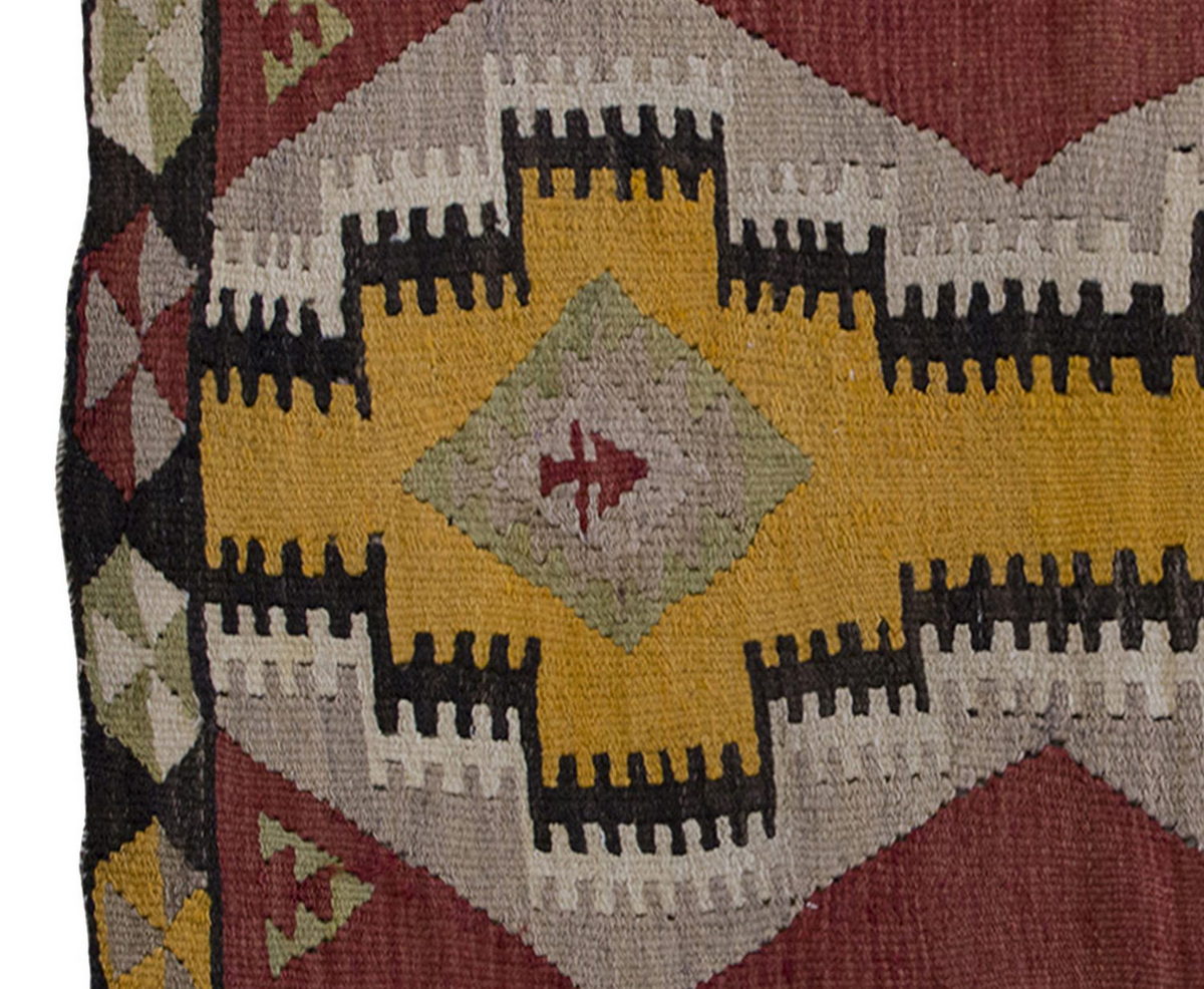 Vintage Kilim Rug,Kayseri Kilim 3'2" x 3'3" feet 97 x 100 cm