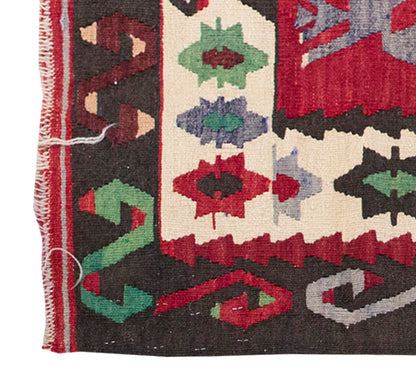 Vintage Kilim Rug,Denizli Kilim 3'2" x 4'4" feet 97 x 133 cm