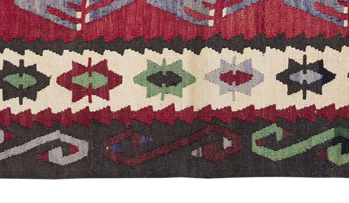 Vintage Kilim Rug,Denizli Kilim 3'2" x 4'4" feet 97 x 133 cm