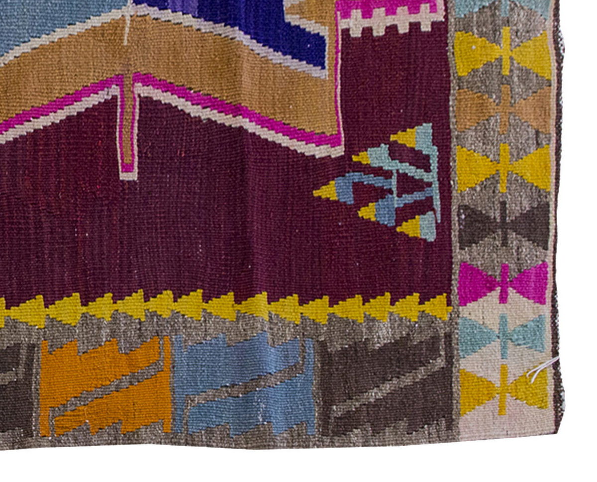 Vintage Kilim Rug,Maraş Kilim 3'2" x 4'5" feet 96 x 135 cm