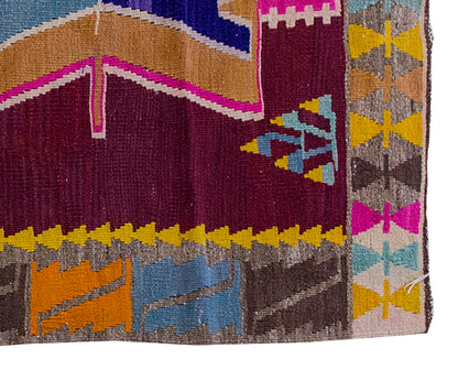 Vintage Kilim Rug,Maraş Kilim 3'2" x 4'5" feet 96 x 135 cm