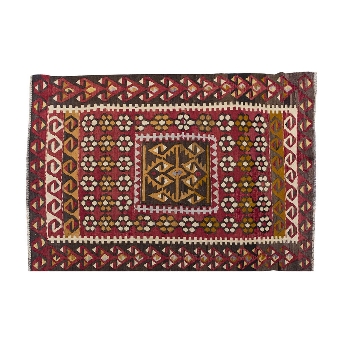 Vintage Kilim Rug,Kayseri Avşar Kilim 3'2" x 5" feet 97 x 150 cm