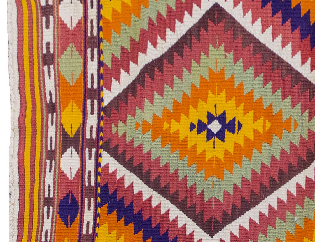 Vintage Kilim Rug,Denizli Eşme Kilim 3'3" x 4'5" feet 100 x 135 cm