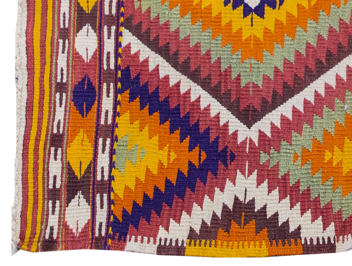 Vintage Kilim Rug,Denizli Eşme Kilim 3'3" x 4'5" feet 100 x 135 cm