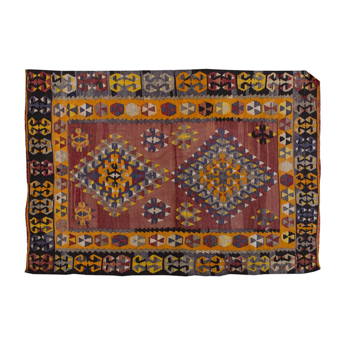 Vintage Kilim Rug,Kayseri Kilim 3'3" x 4'7" feet 100 x 140 cm