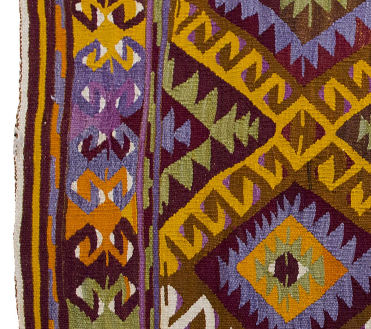 Vintage Kilim Rug,Denizli Kilim 3'3" x 4'7" feet 98 x 140 cm