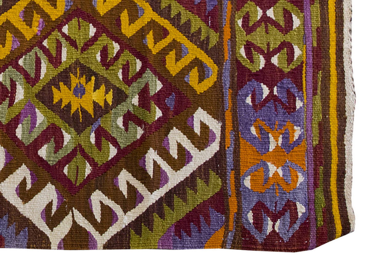 Vintage Kilim Rug,Denizli Kilim 3'3" x 4'7" feet 98 x 140 cm