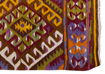 Vintage Kilim Rug,Denizli Kilim 3'3" x 4'7" feet 98 x 140 cm
