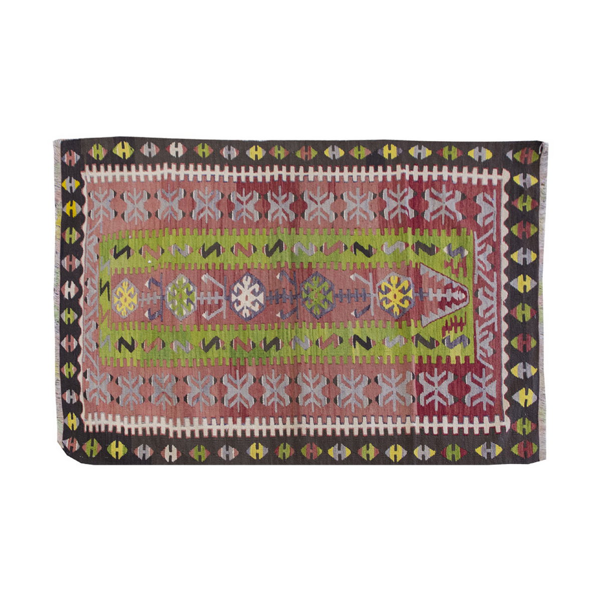 Vintage Kilim Rug,Denizli Kilim 3'3" x 5'5" feet 100 x 166 cm