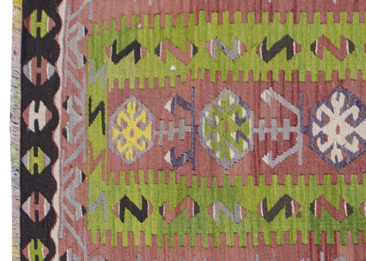 Vintage Kilim Rug,Denizli Kilim 3'3" x 5'5" feet 100 x 166 cm
