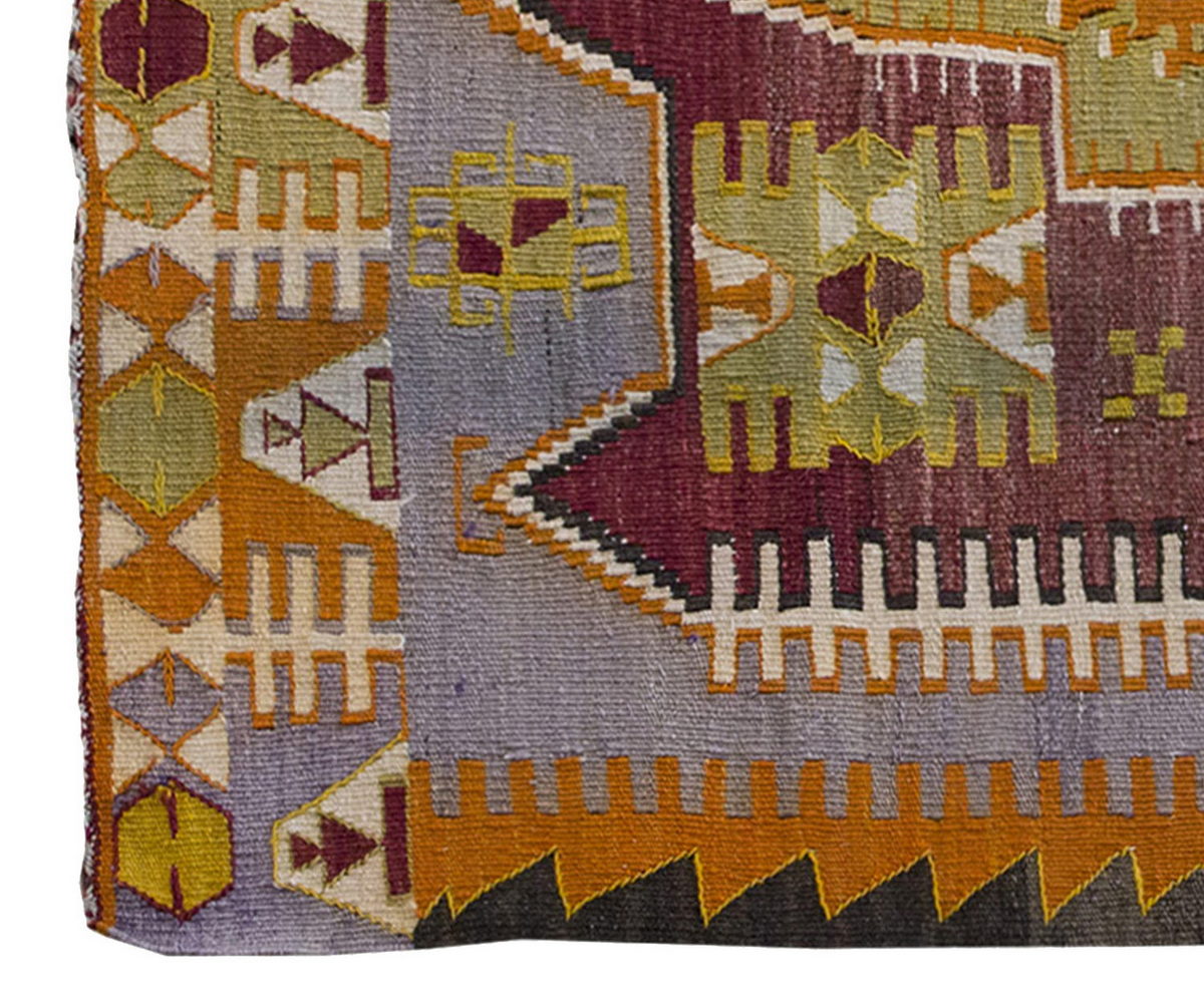 Vintage Kilim Rug,Konya Kilim 3'4" x 4'3" feet 101 x 130 cm