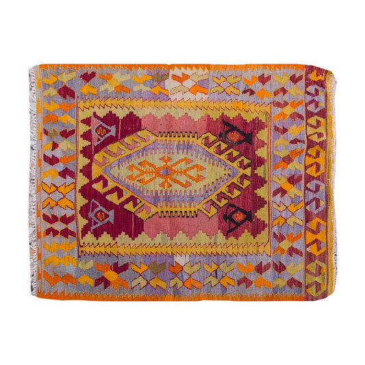Vintage Kilim Rug,Denizli Çal Kilim 3'4" x 4'6" feet 102 x 137 cm