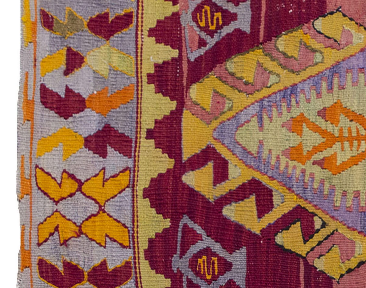 Vintage Kilim Rug,Denizli Çal Kilim 3'4" x 4'6" feet 102 x 137 cm
