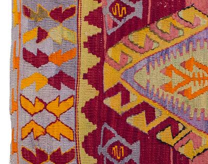 Vintage Kilim Rug,Denizli Çal Kilim 3'4" x 4'6" feet 102 x 137 cm