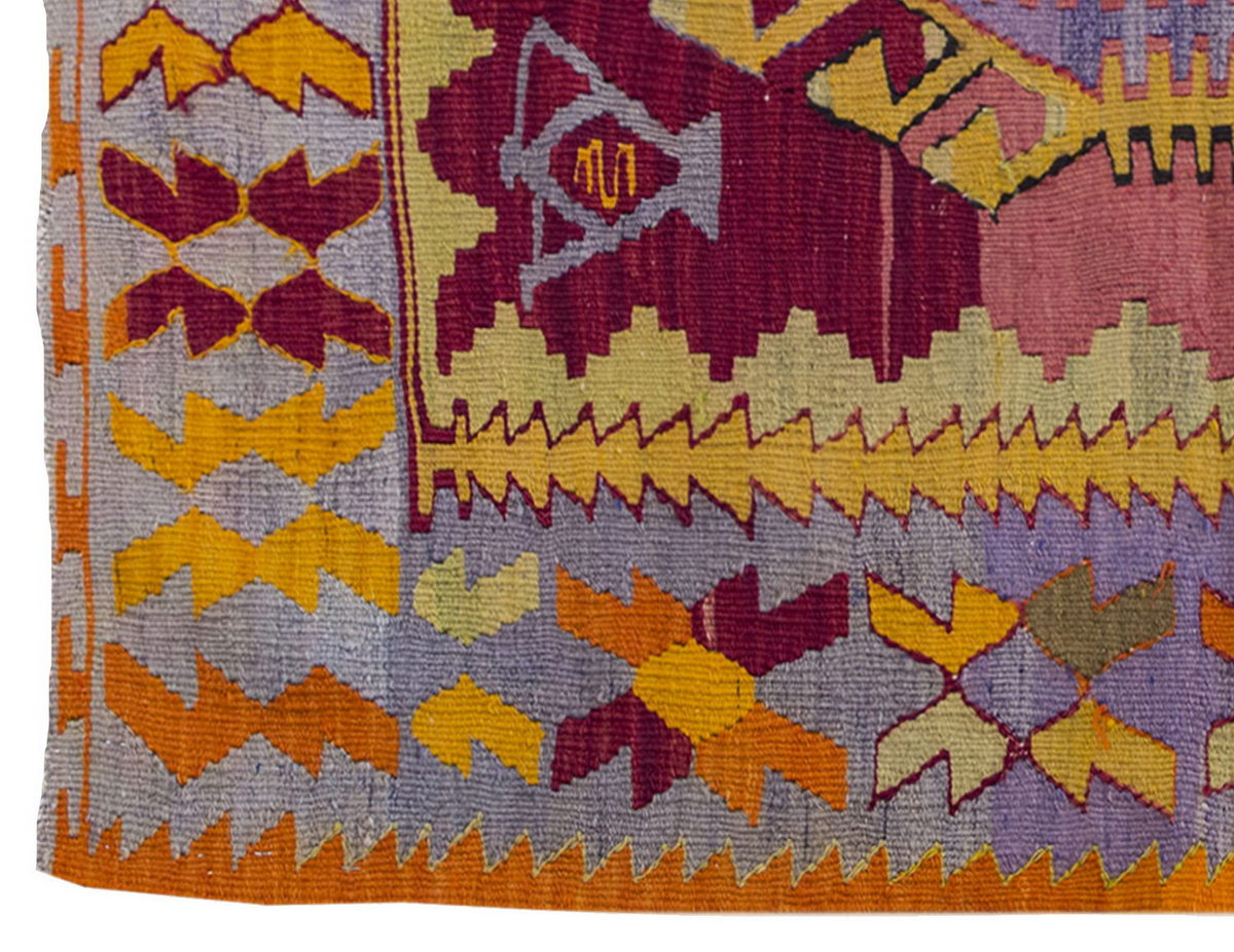Vintage Kilim Rug,Denizli Çal Kilim 3'4" x 4'6" feet 102 x 137 cm