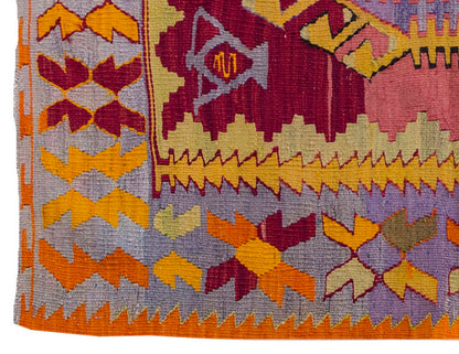 Vintage Kilim Rug,Denizli Çal Kilim 3'4" x 4'6" feet 102 x 137 cm
