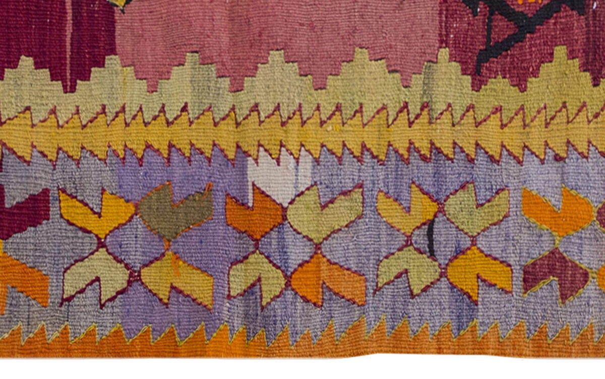 Vintage Kilim Rug,Denizli Çal Kilim 3'4" x 4'6" feet 102 x 137 cm
