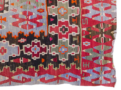 Vintage Kilim Rug,Denizli Eşme Kilim 3'4" x 4'7" feet 102 x 140 cm