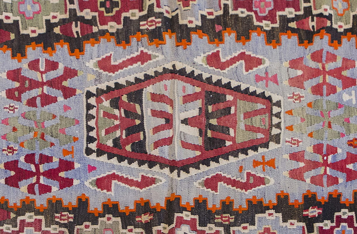 Vintage Kilim Rug,Denizli Eşme Kilim 3'4" x 4'7" feet 102 x 140 cm