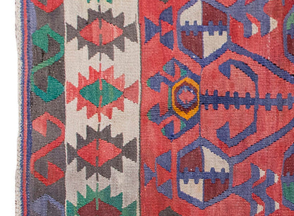 Vintage Kilim Rug,Denizli Kilim 3'4" x 4'8" feet 101 x 142 cm