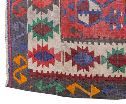 Vintage Kilim Rug,Denizli Kilim 3'4" x 4'8" feet 101 x 142 cm