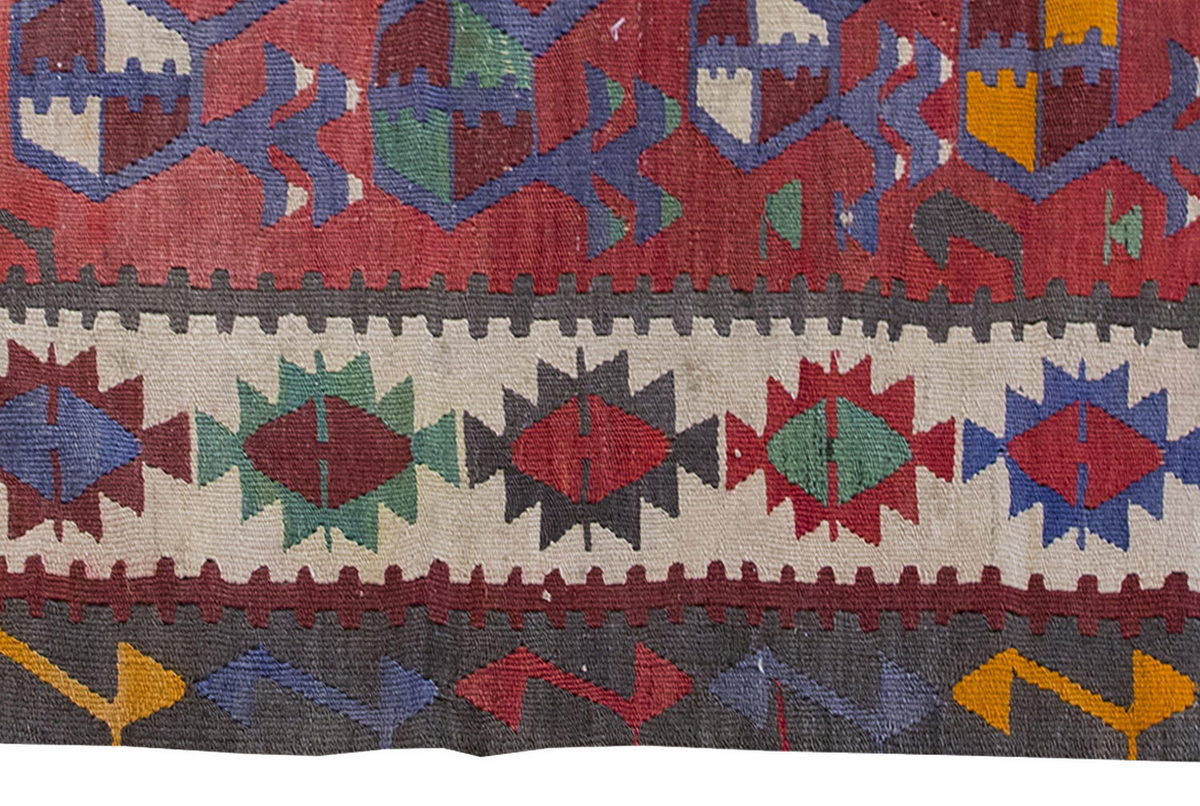 Vintage Kilim Rug,Denizli Kilim 3'4" x 4'8" feet 101 x 142 cm