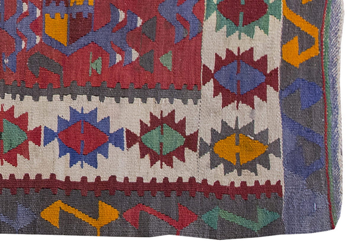 Vintage Kilim Rug,Denizli Kilim 3'4" x 4'8" feet 101 x 142 cm