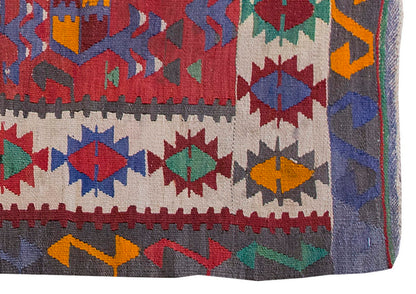 Vintage Kilim Rug,Denizli Kilim 3'4" x 4'8" feet 101 x 142 cm