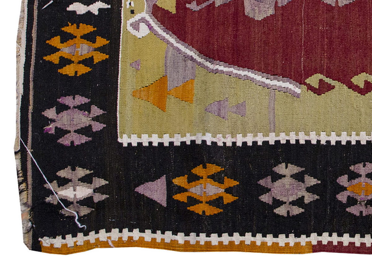Vintage Kilim Rug,Konya Kilim 3'4" x 5" feet 102 x 154 cm