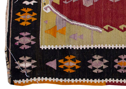 Vintage Kilim Rug,Konya Kilim 3'4" x 5" feet 102 x 154 cm