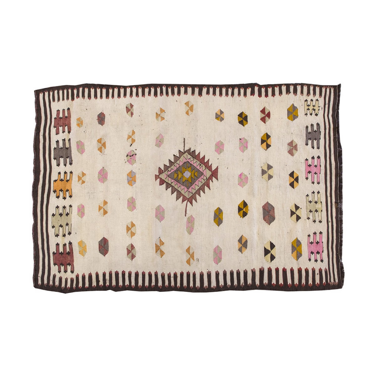 Vintage Kilim Rug,Mut Kilim 3'4" x 5'3" feet 101 x 160 cm