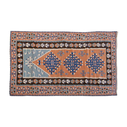 Vintage Kilim Rug,Kayseri Kilim 3'4" x 5'5" feet 101 x 166 cm