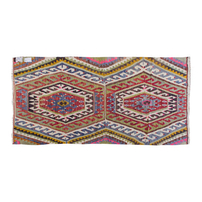 Vintage Kilim Rug,Denizli Kilim 3'4" x 5'8" feet 101 x 172 cm