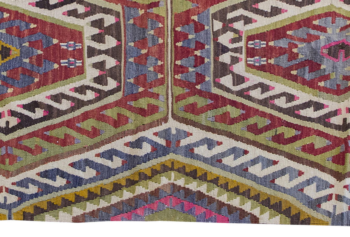 Vintage Kilim Rug,Denizli Kilim 3'4" x 5'8" feet 101 x 172 cm