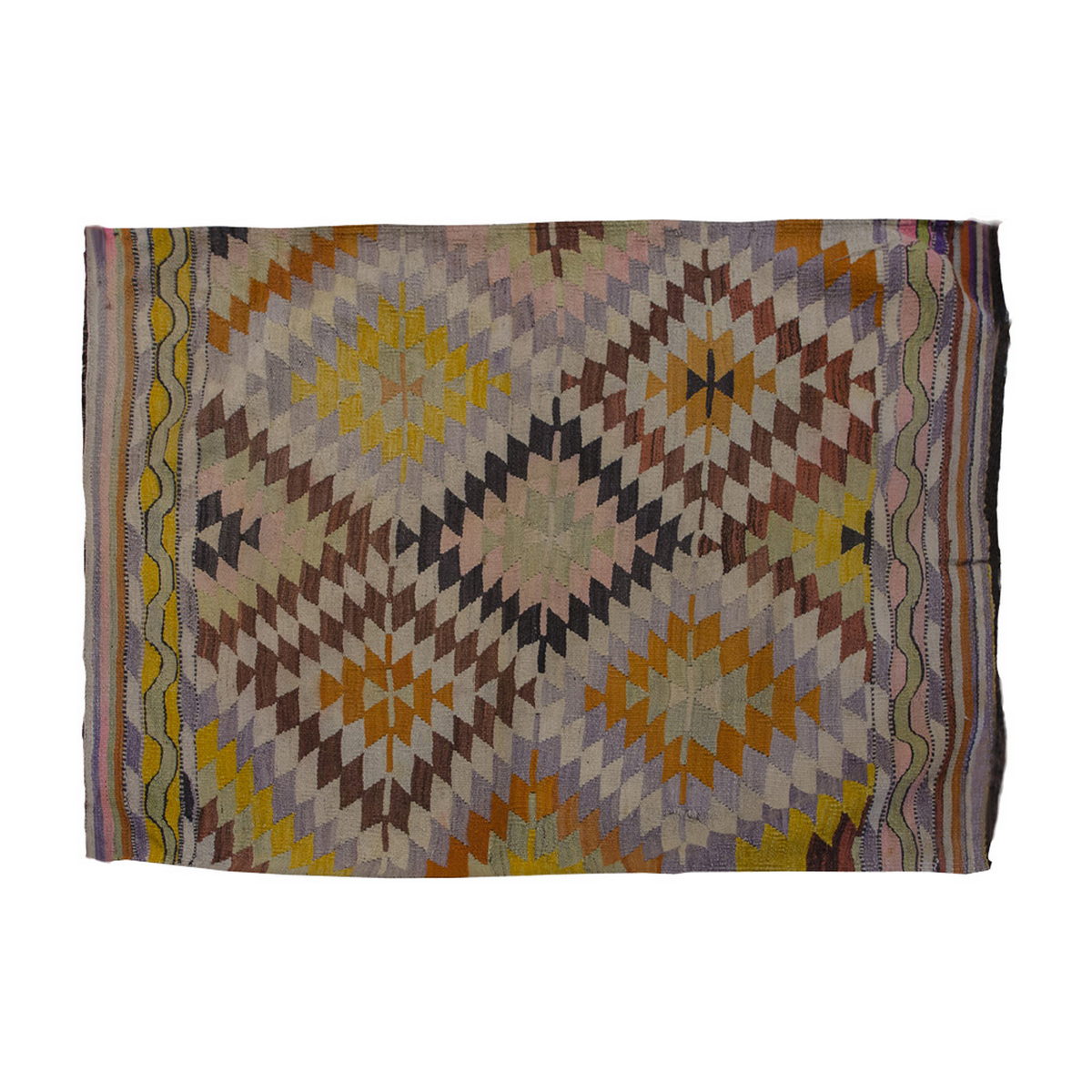 Vintage Kilim Rug,Denizli Kilim 3'5" x 4'3" feet 103 x 130 cm