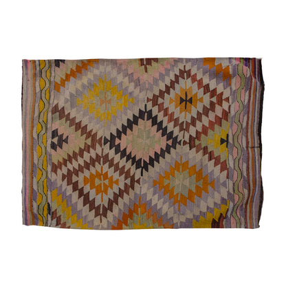 Vintage Kilim Rug,Denizli Kilim 3'5" x 4'3" feet 103 x 130 cm