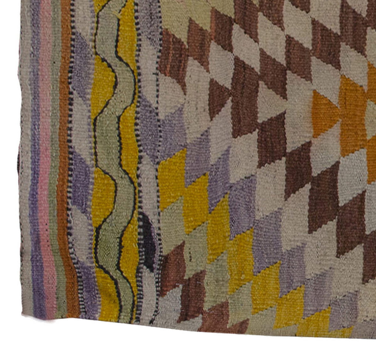 Vintage Kilim Rug,Denizli Kilim 3'5" x 4'3" feet 103 x 130 cm