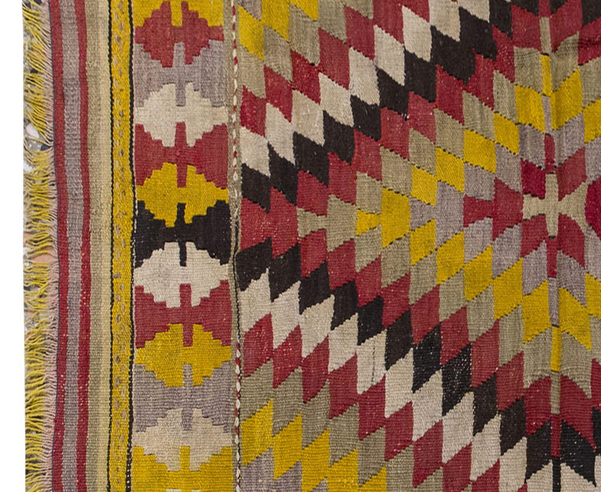 Vintage Kilim Rug,Denizli Kilim 3'5" x 4'3" feet 104 x 130 cm