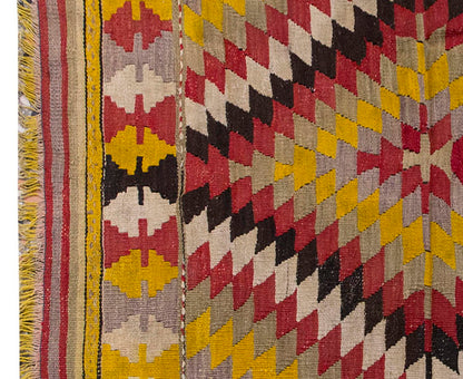 Vintage Kilim Rug,Denizli Kilim 3'5" x 4'3" feet 104 x 130 cm