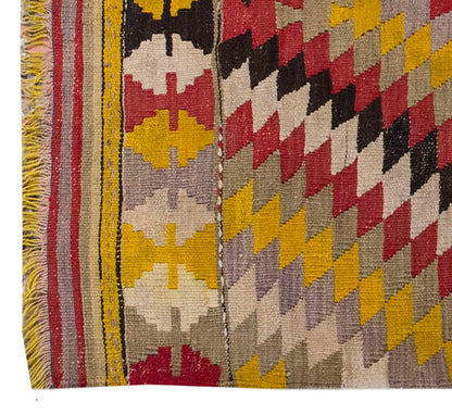 Vintage Kilim Rug,Denizli Kilim 3'5" x 4'3" feet 104 x 130 cm