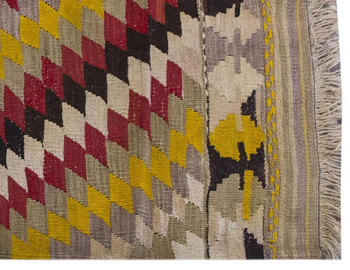 Vintage Kilim Rug,Denizli Kilim 3'5" x 4'3" feet 104 x 130 cm