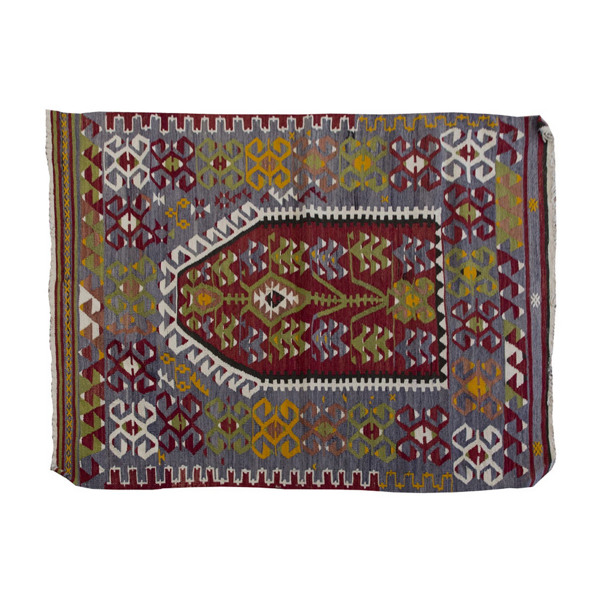 Vintage Kilim Rug,Denizli Kilim 3'5" x 4'8" feet 103 x 143 cm
