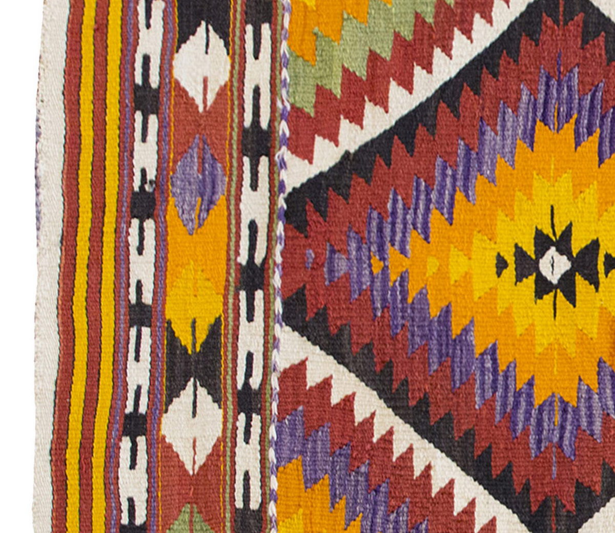 Vintage Kilim Rug,Denizli Kilim 3'5" x 4'8" feet 105 x 143 cm