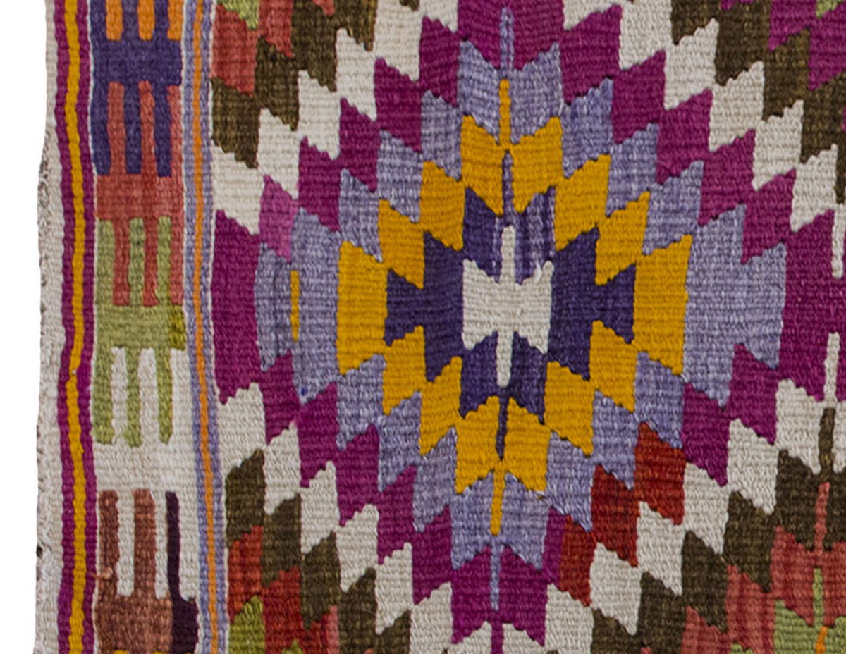 Vintage Kilim Rug,Denizli Kilim 3'5" x 4'9" feet 103 x 145 cm