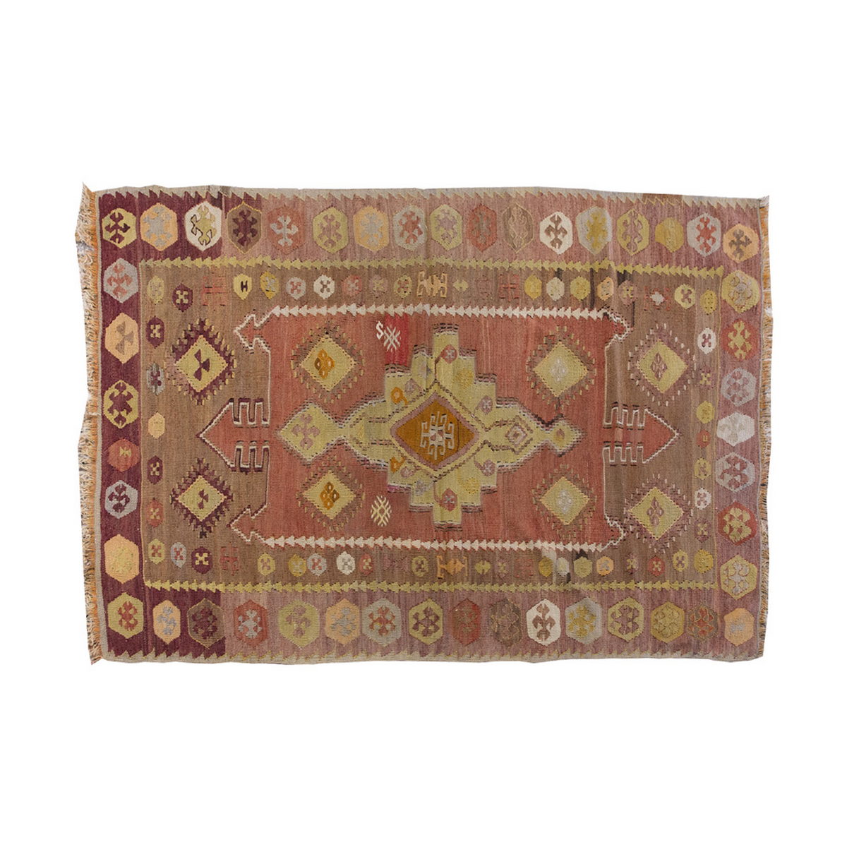 Vintage Kilim Rug,Central Turkey Kilim 3'5" x 5'3" feet 105 x 160 cm