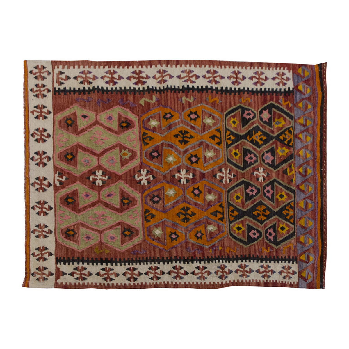 Vintage Kilim Rug,Adana Kilim 3'6" x 4'5" feet 106 x 135 cm
